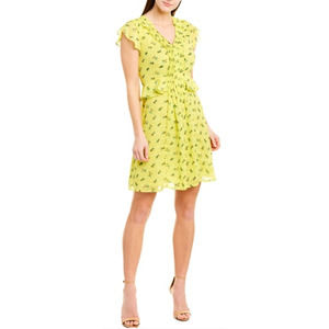 NWT CeCe Lemon Drop Floral Print Ruffle Mini Dress US 6